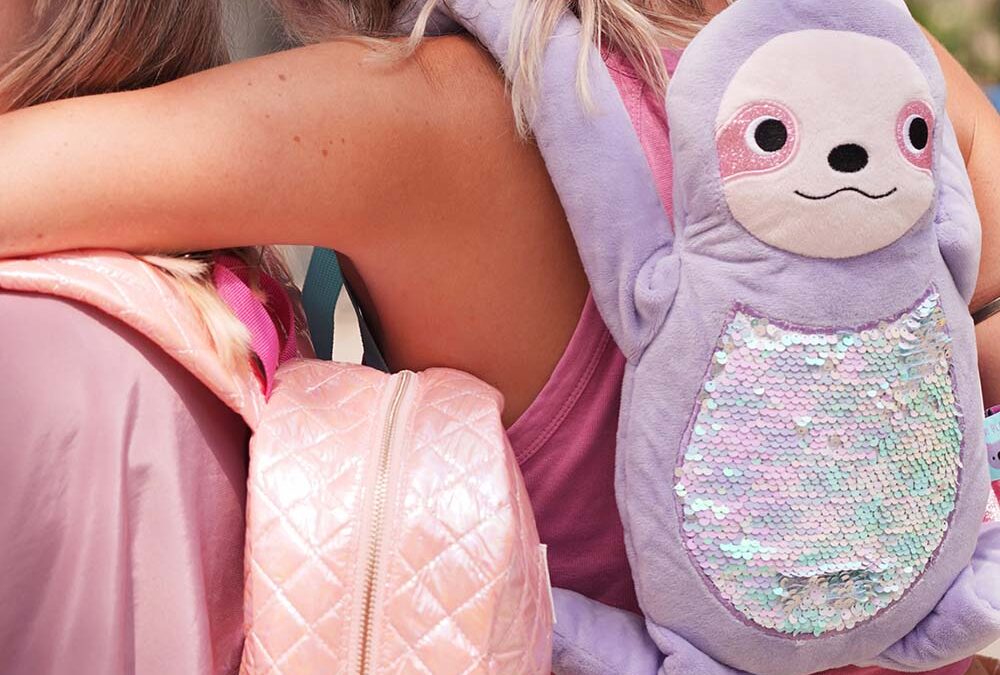 Kid Cute Glitter Sequins Sloth Plush Fashion Backpack Accessory Teen