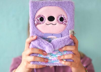 Fashion Kid Glitter Sequins Animal Diary Stationery Fluffy Plush Sloth