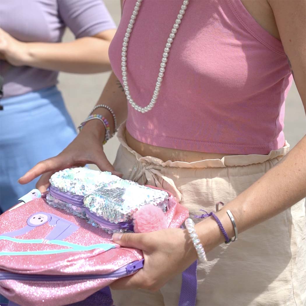 girl glitter pvc backpack